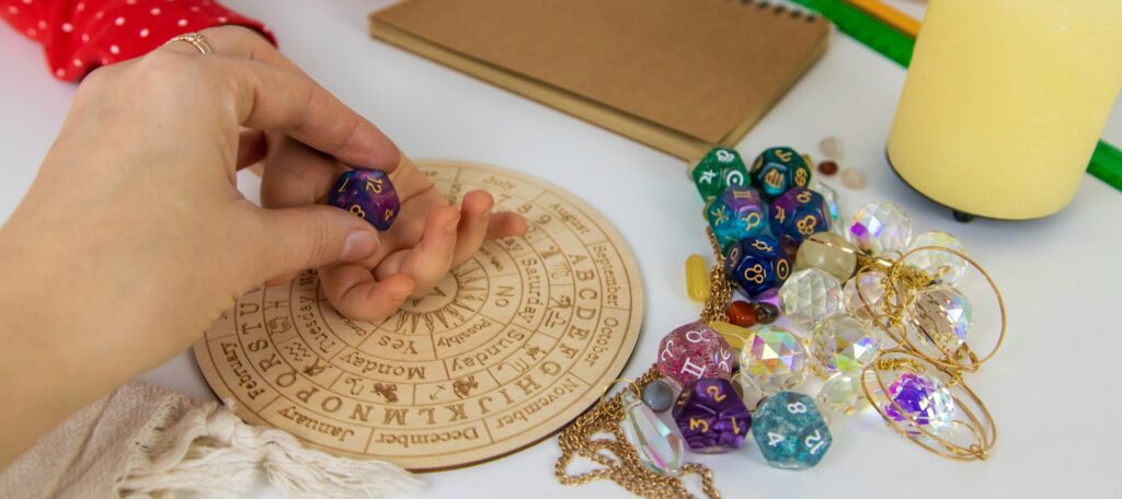Numerology numbers on the table. Selective focus.